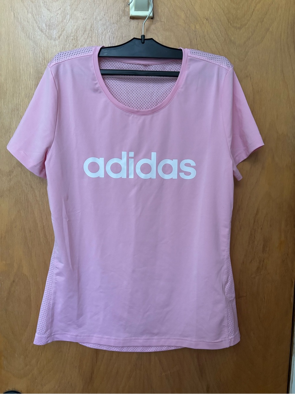 adidas Pink Short-Sleeve Athletic Tee with White Logo